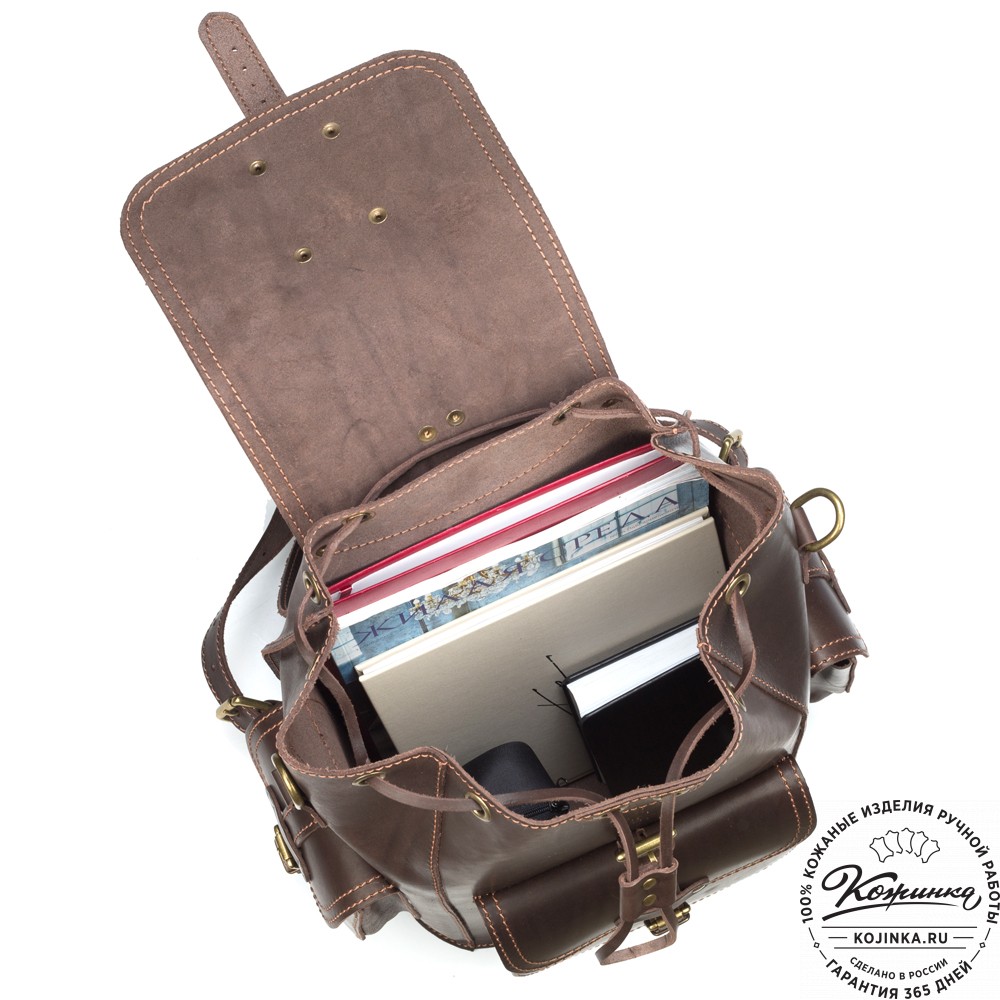 Кожаный рюкзак "Патриот" (тёмно-коричневый)
