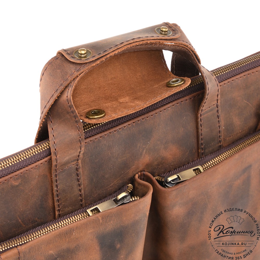 Кожаная деловая сумка "Стюарт" (тёмно-коричневый крейзи)