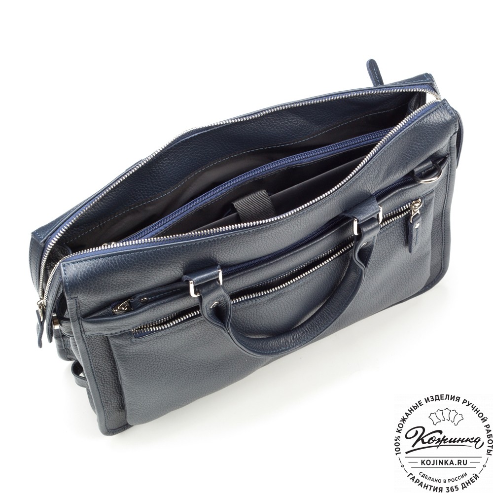 Кожаная деловая сумка "Вильямс" (синяя) 