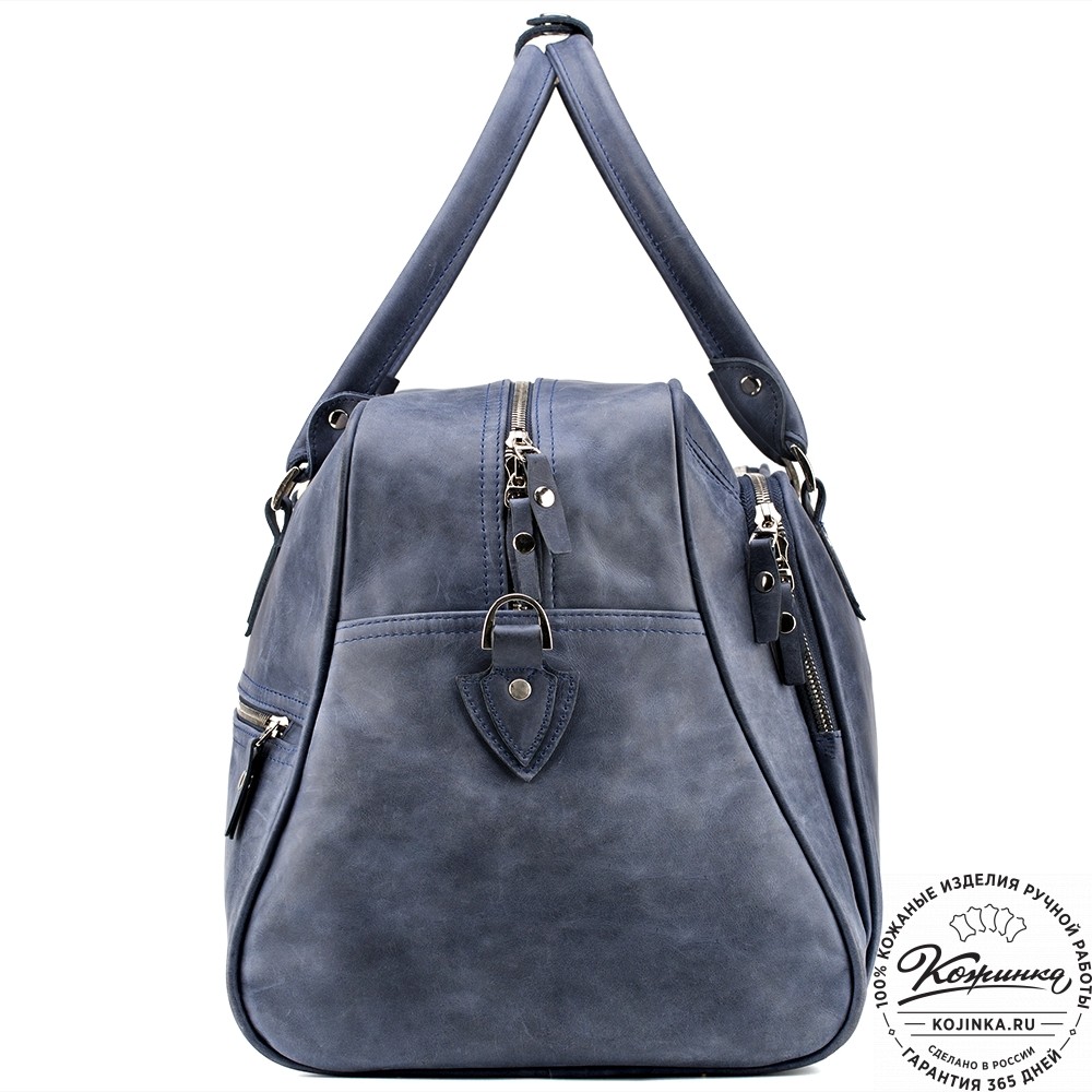 Кожаная дорожная сумка "Бруклин" (синий крейзи)