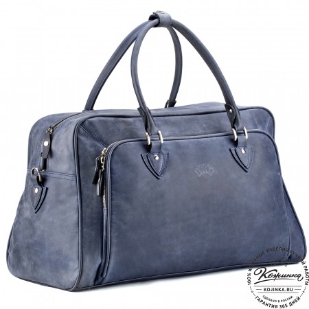 Кожаная дорожная сумка "Бруклин" (синий крейзи)