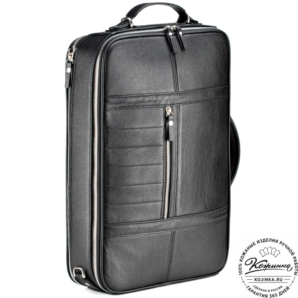Кожаный рюкзак-сумка "Лесснер" (черный)