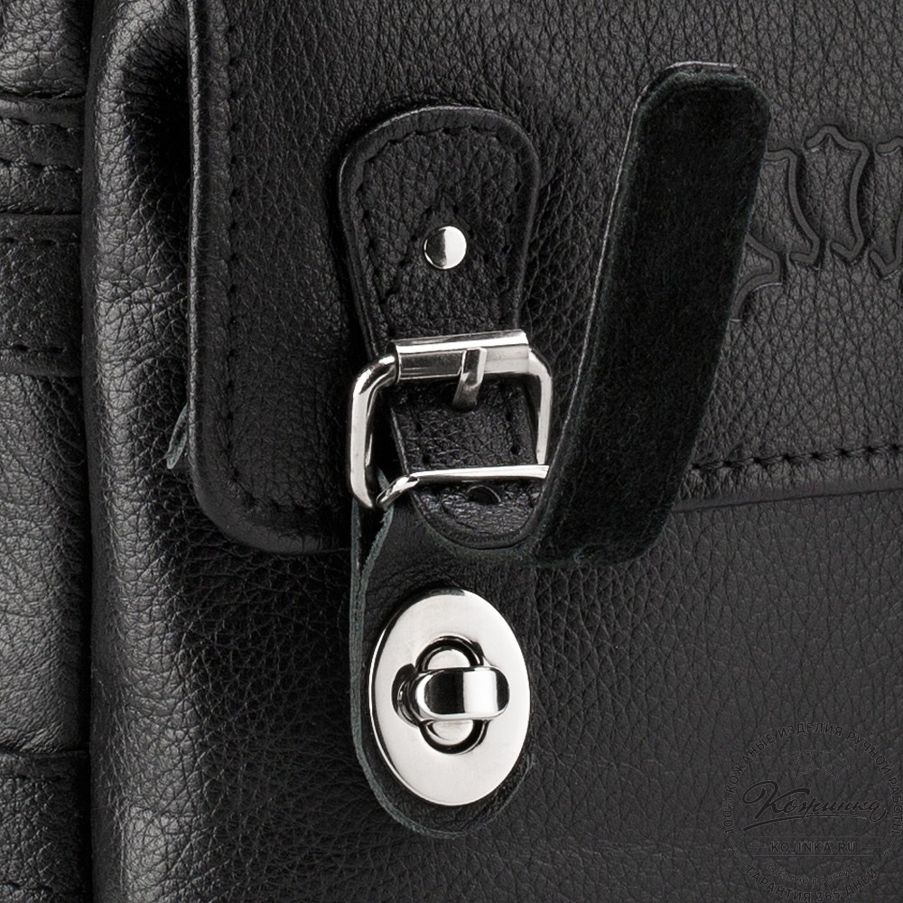 Кожаная сумка через плечо "Джек" (чёрная) 