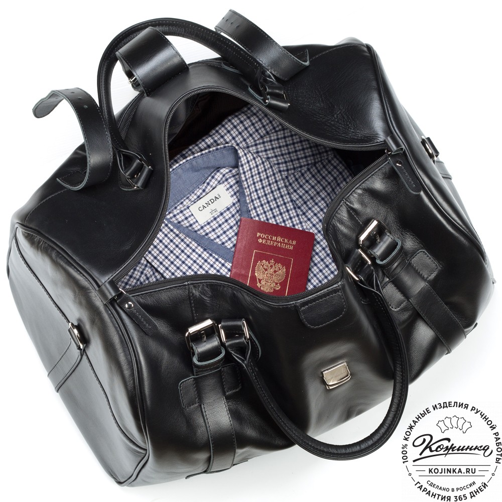 Кожаная дорожная сумка "Кордова" (чёрная)