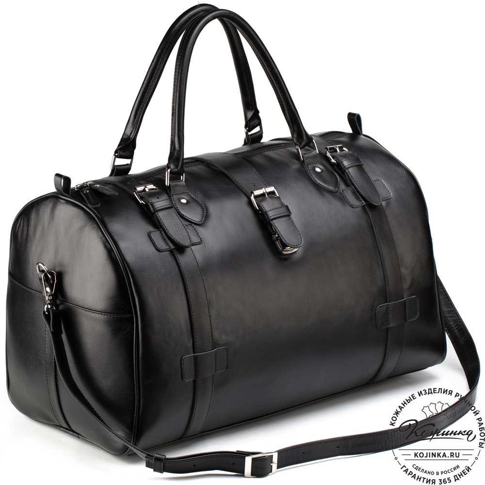 Кожаная дорожная сумка "Кордова" (чёрная)