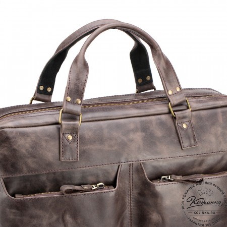 Кожаная деловая сумка для командировок "Бастилия" (тёмно-коричневый антик)