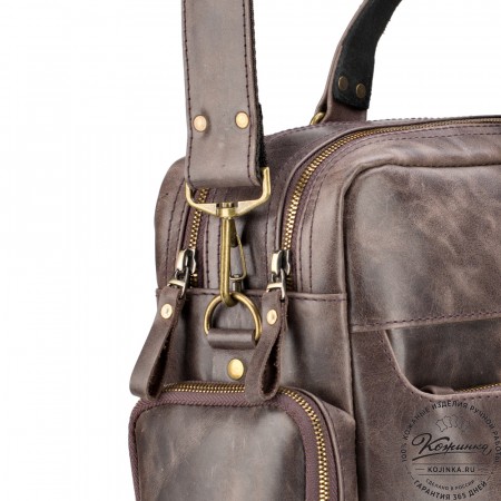 Кожаная деловая сумка для командировок "Бастилия" (тёмно-коричневый антик)