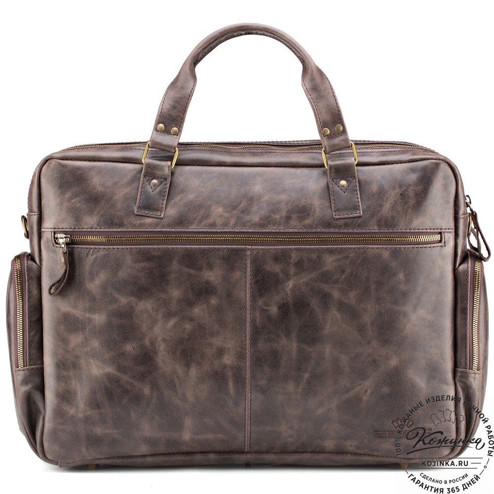 Кожаная деловая сумка для командировок "Бастилия" (тёмно-коричневый антик)