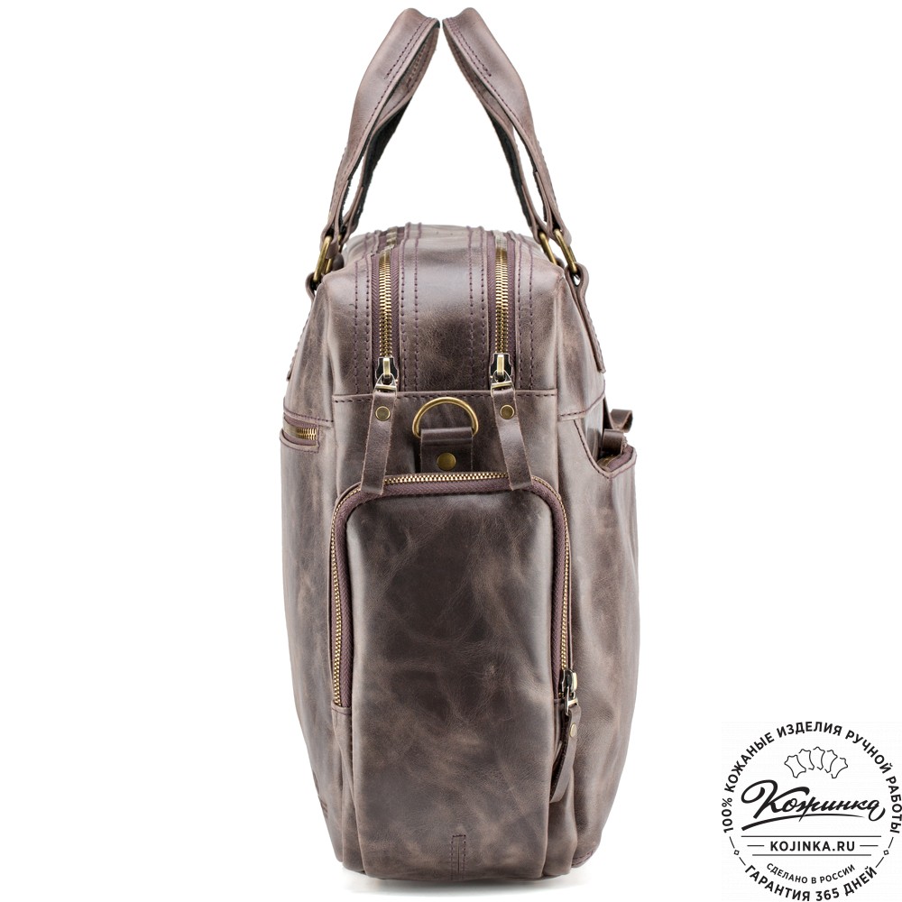 Кожаная деловая сумка для командировок "Бастилия" (тёмно-коричневый антик)