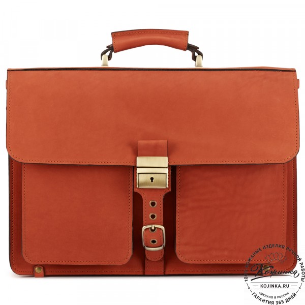 Кожаный портфель "Герман" (рыжий). фото 1