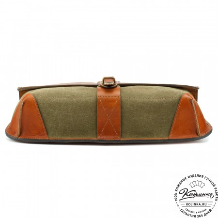 Портфель из кожи и брезента "Крокер" (коричневый с зеленым)