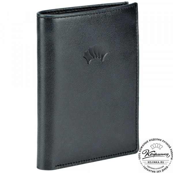 Кожаное портмоне "Россия" (чёрное). фото 1