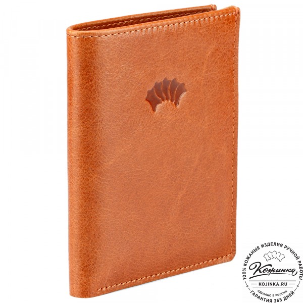 Кожаное портмоне "Россия" (кэмэл). фото 1