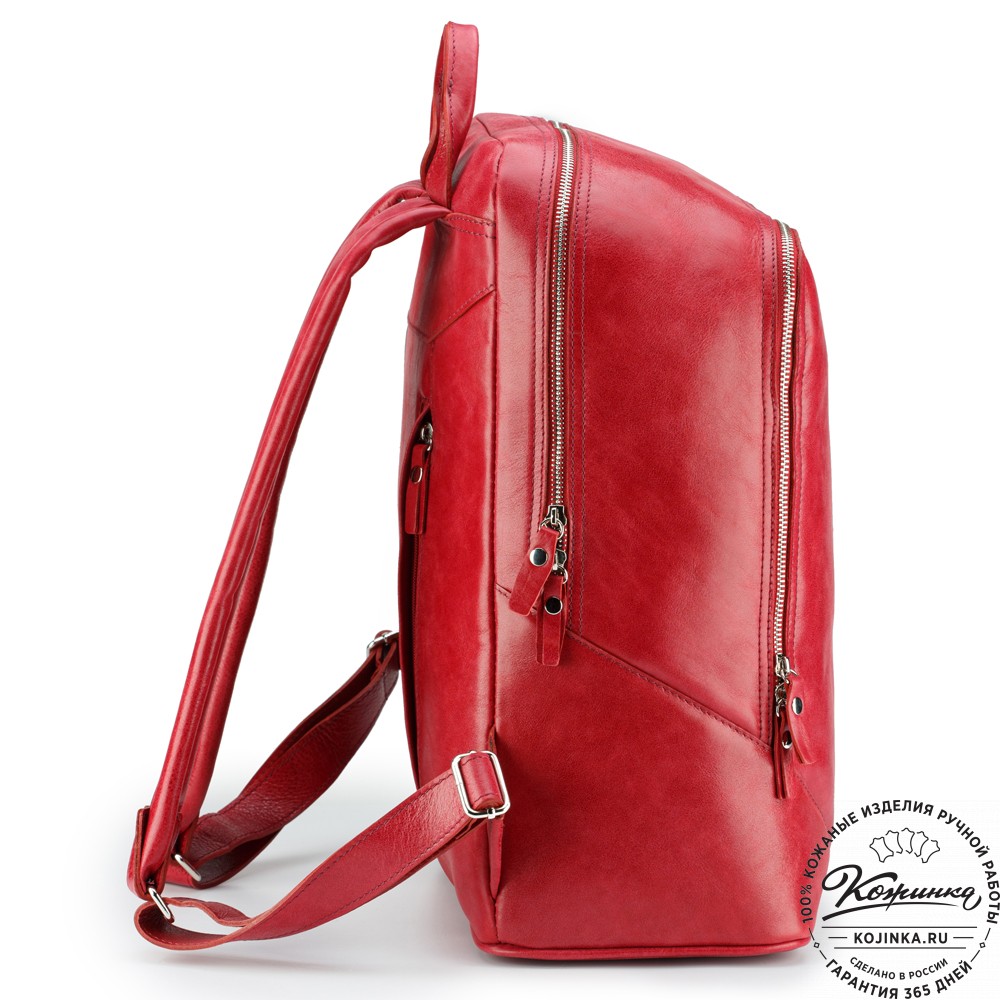 Кожаный рюкзак "Венгрия" (красный)