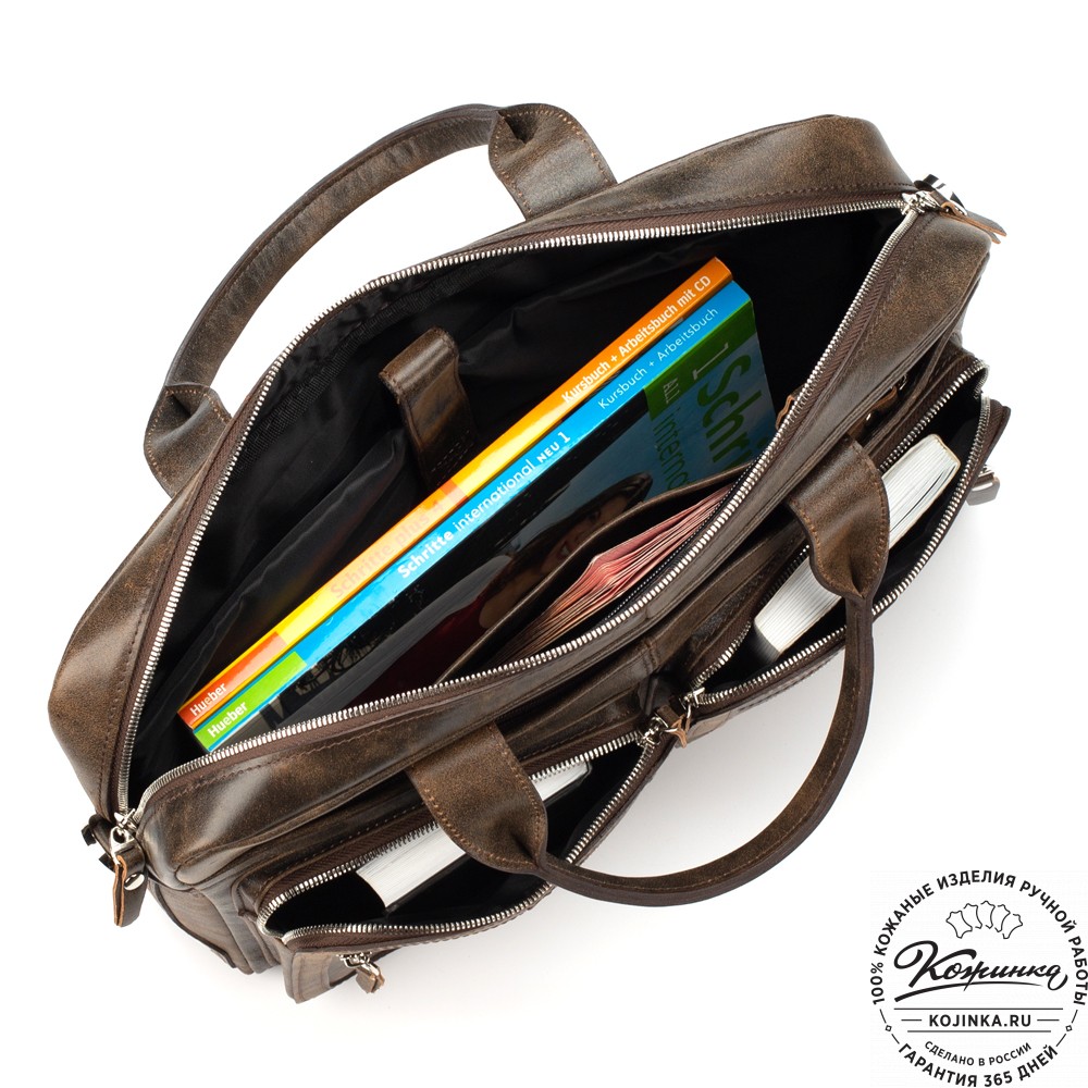 Кожаная деловая сумка "Гильермо" (коричневая наппа) 