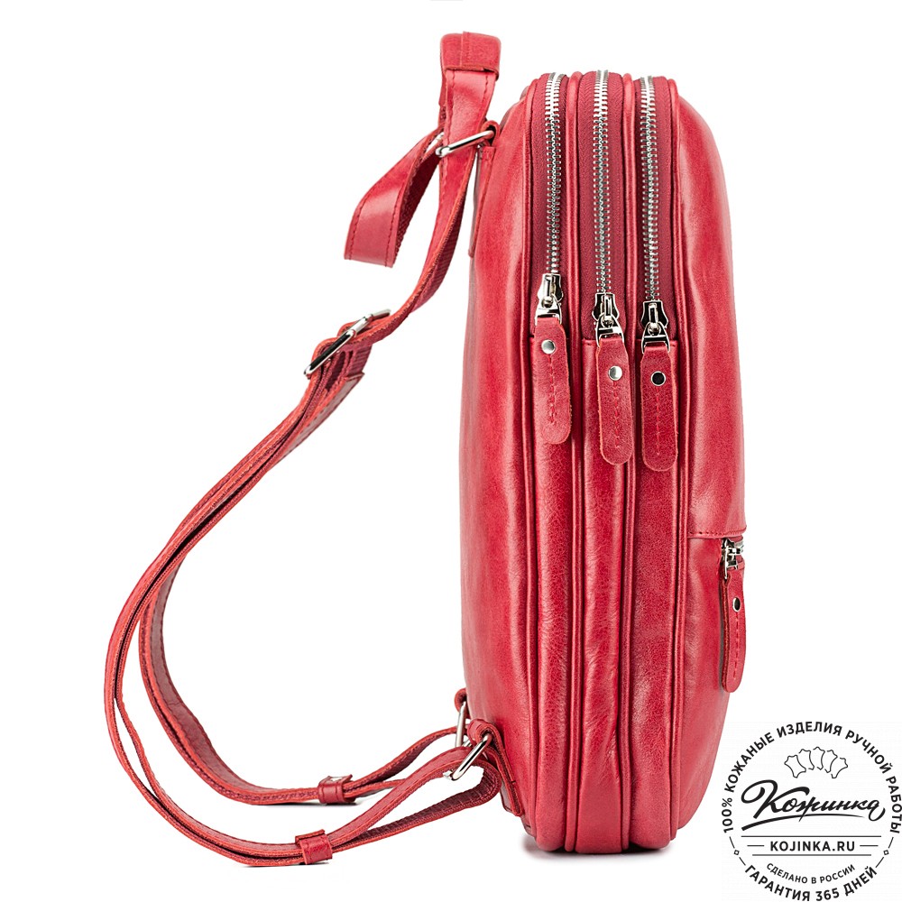 Кожаный рюкзак-сумка "Майя" (красный)
