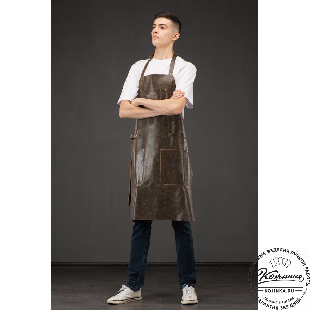 Кожаный фартук (коричневый) крейзи