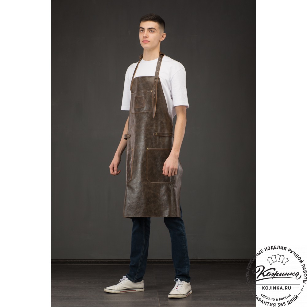 Кожаный фартук (коричневый) крейзи