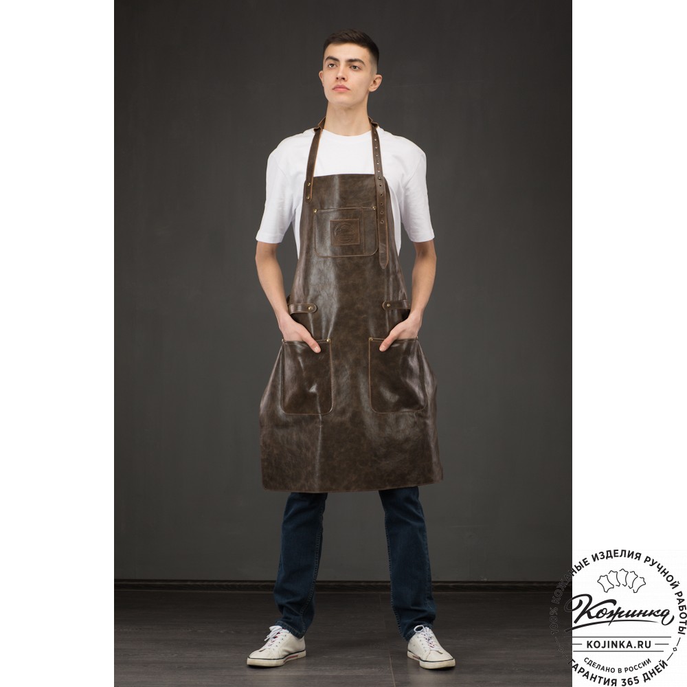 Кожаный фартук (коричневый) крейзи