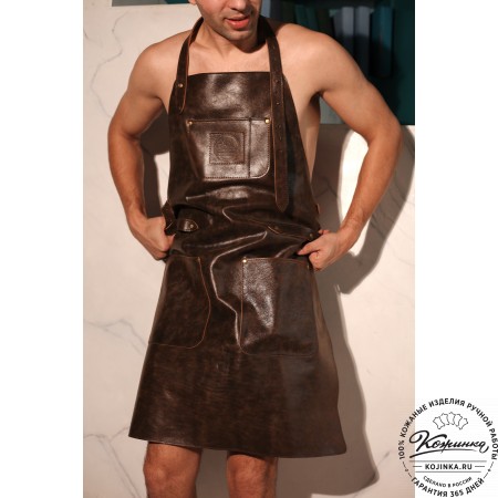 Кожаный фартук (коричневый) крейзи