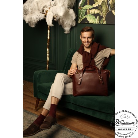 Кожаная деловая сумка "Франклин" (чёрная)