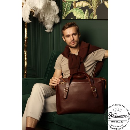 Кожаная деловая сумка "Франклин" (чёрная)