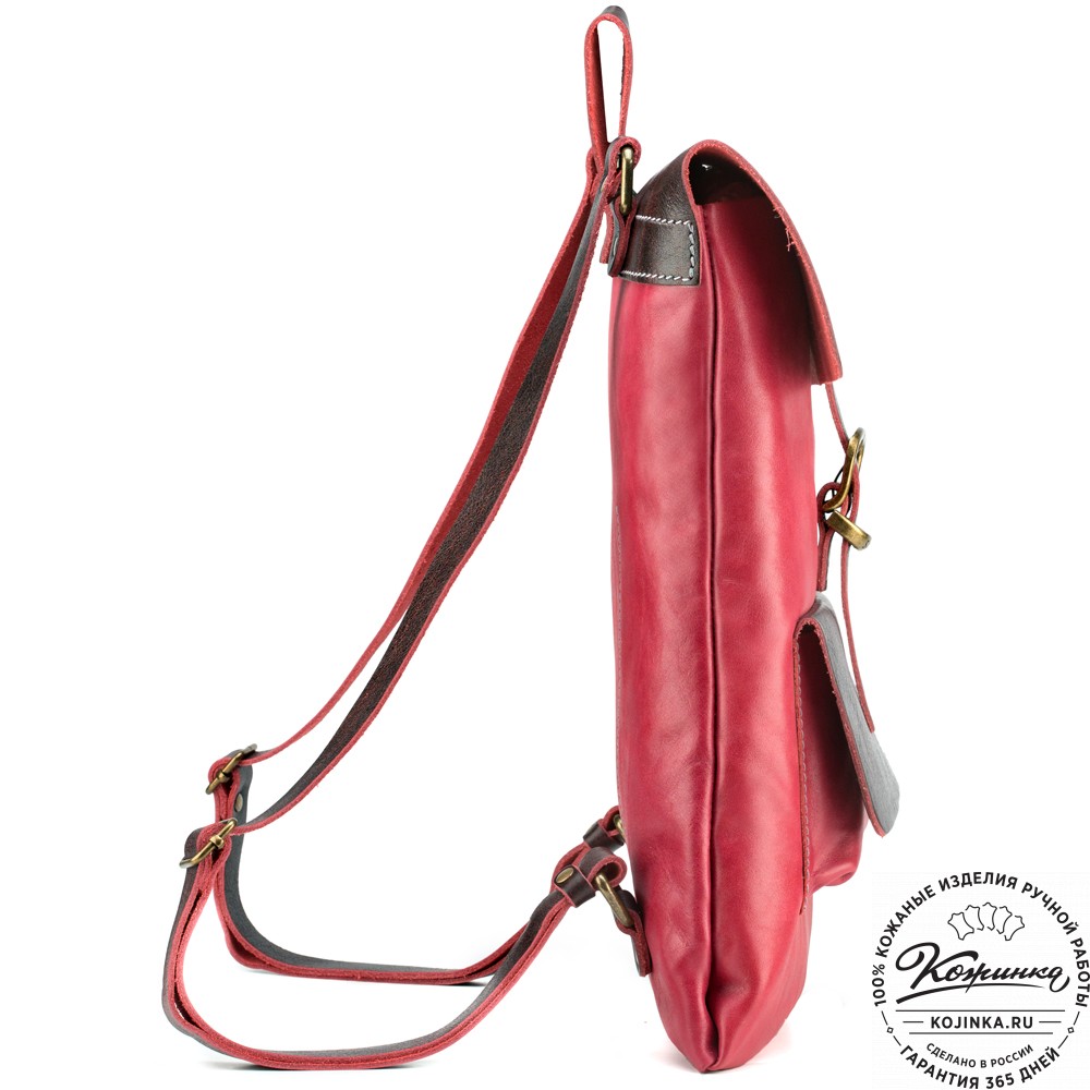 Кожаный рюкзак "Gray" (красный)