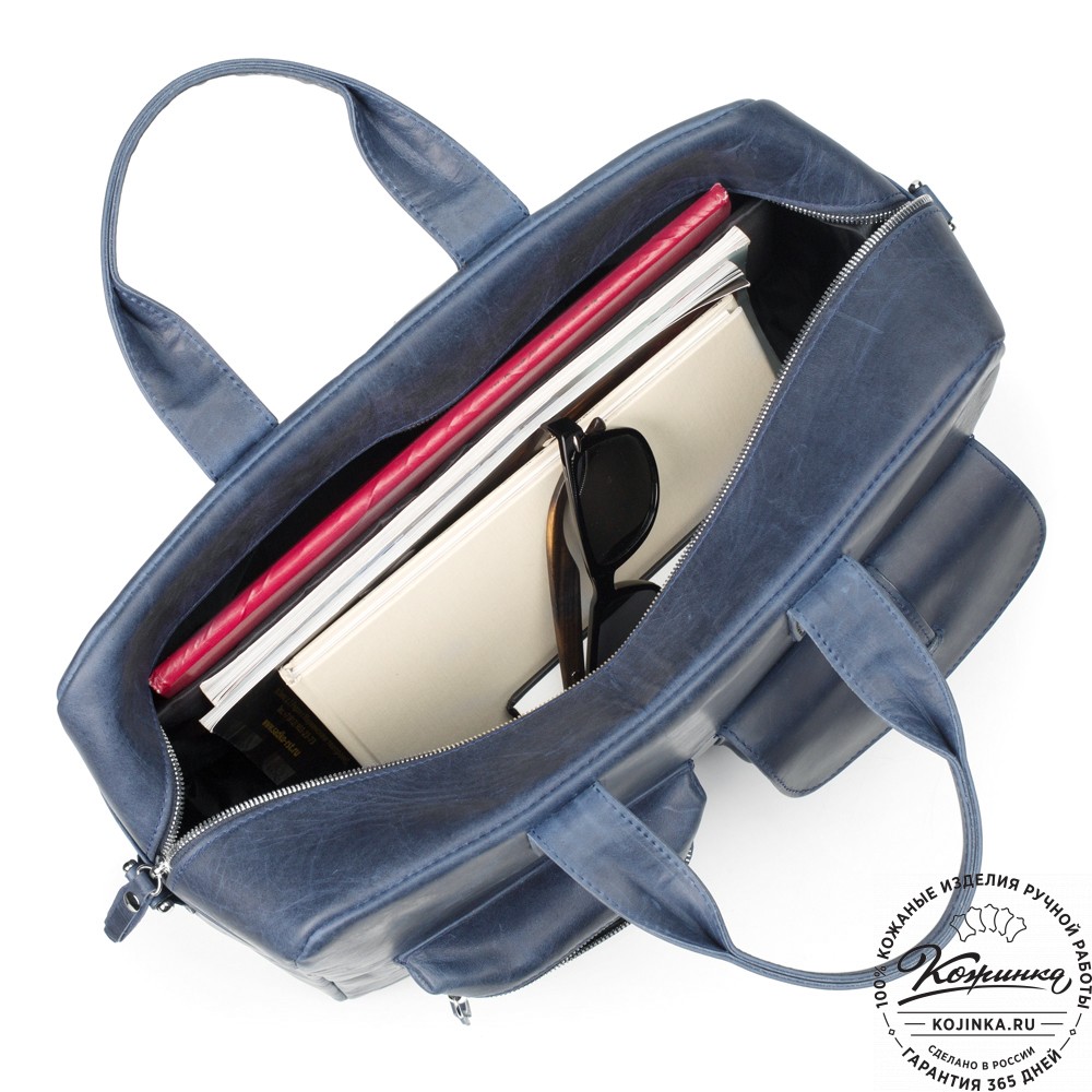 Кожаная деловая сумка "Райли" (синий воск) 