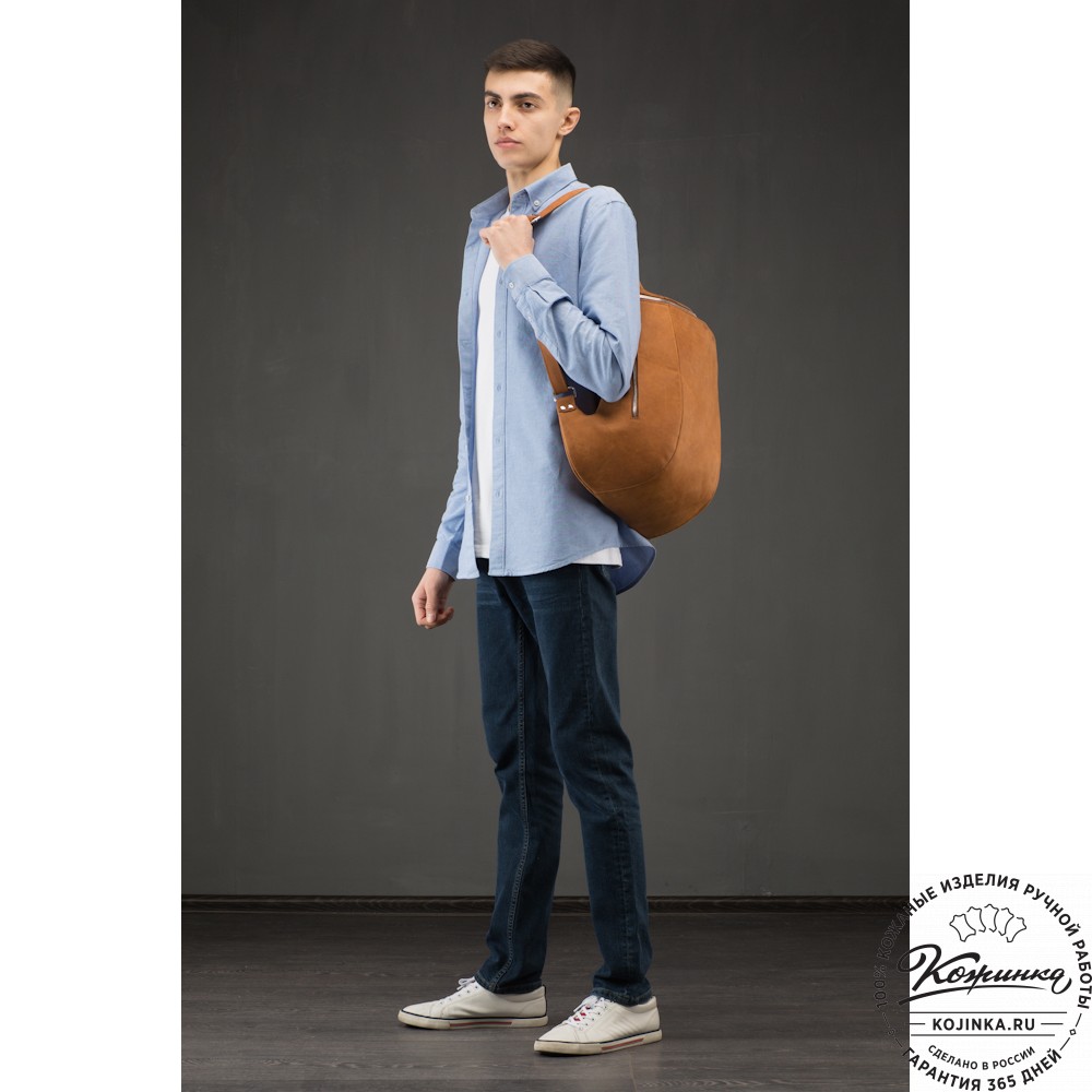 Кожаный рюкзак "Ургант" (коричневая гладкая кожа)