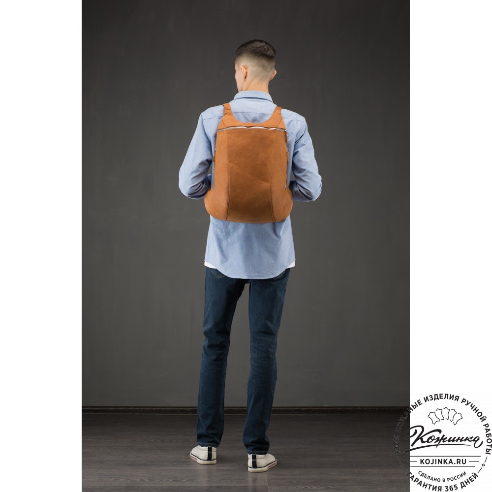 Кожаный рюкзак "Ургант" (коричневая гладкая кожа)