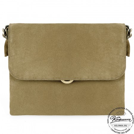 Женская сумка из кожи и замши  "Мишель" (хаки)