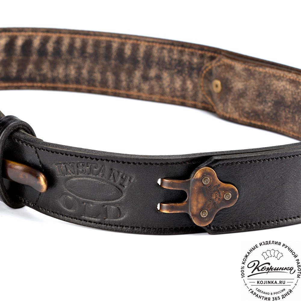 Кожаный мужской ремень "Мустанг" (чёрный)