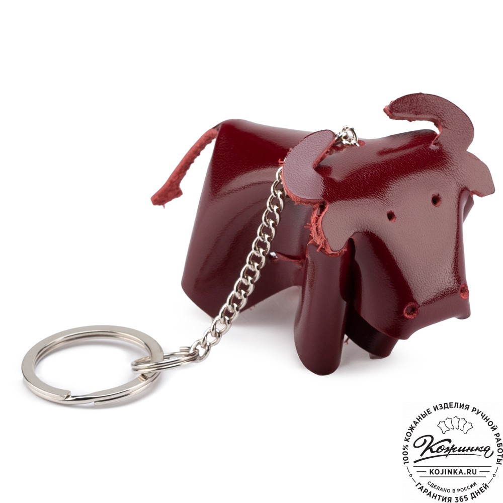 Кожаный брелок "Бычок" (бордо)