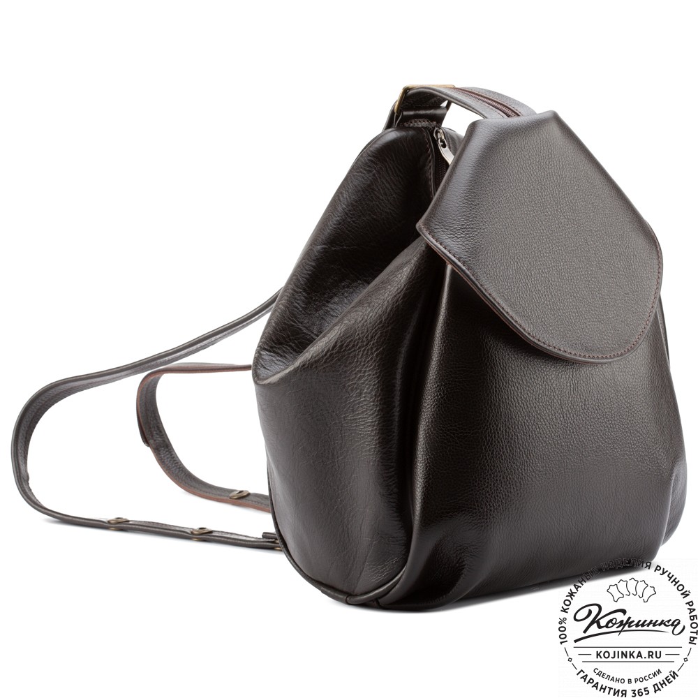 Кожаный рюкзак-сумка "Микки" (тёмно-коричневый)