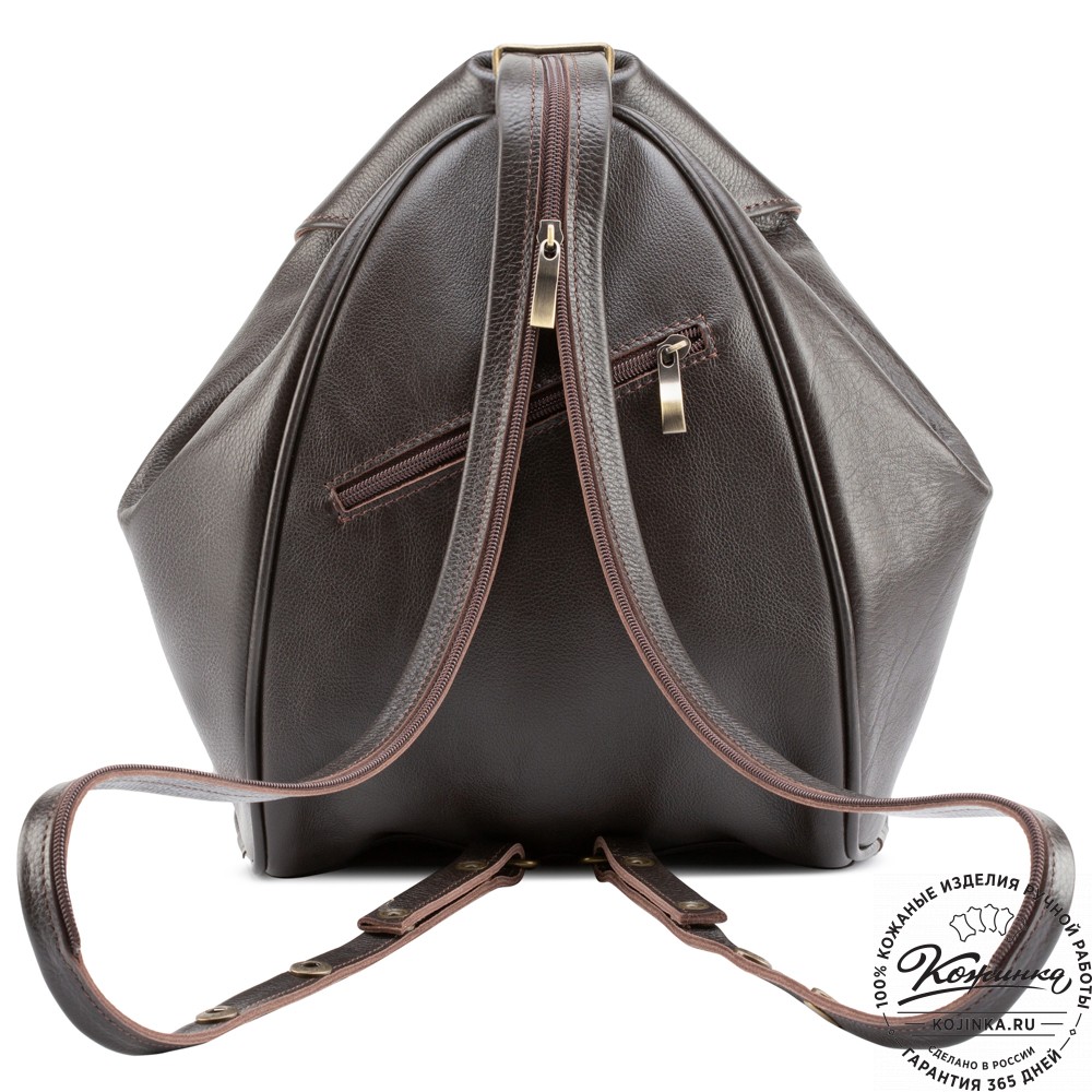 Кожаный рюкзак-сумка "Микки" (тёмно-коричневый)
