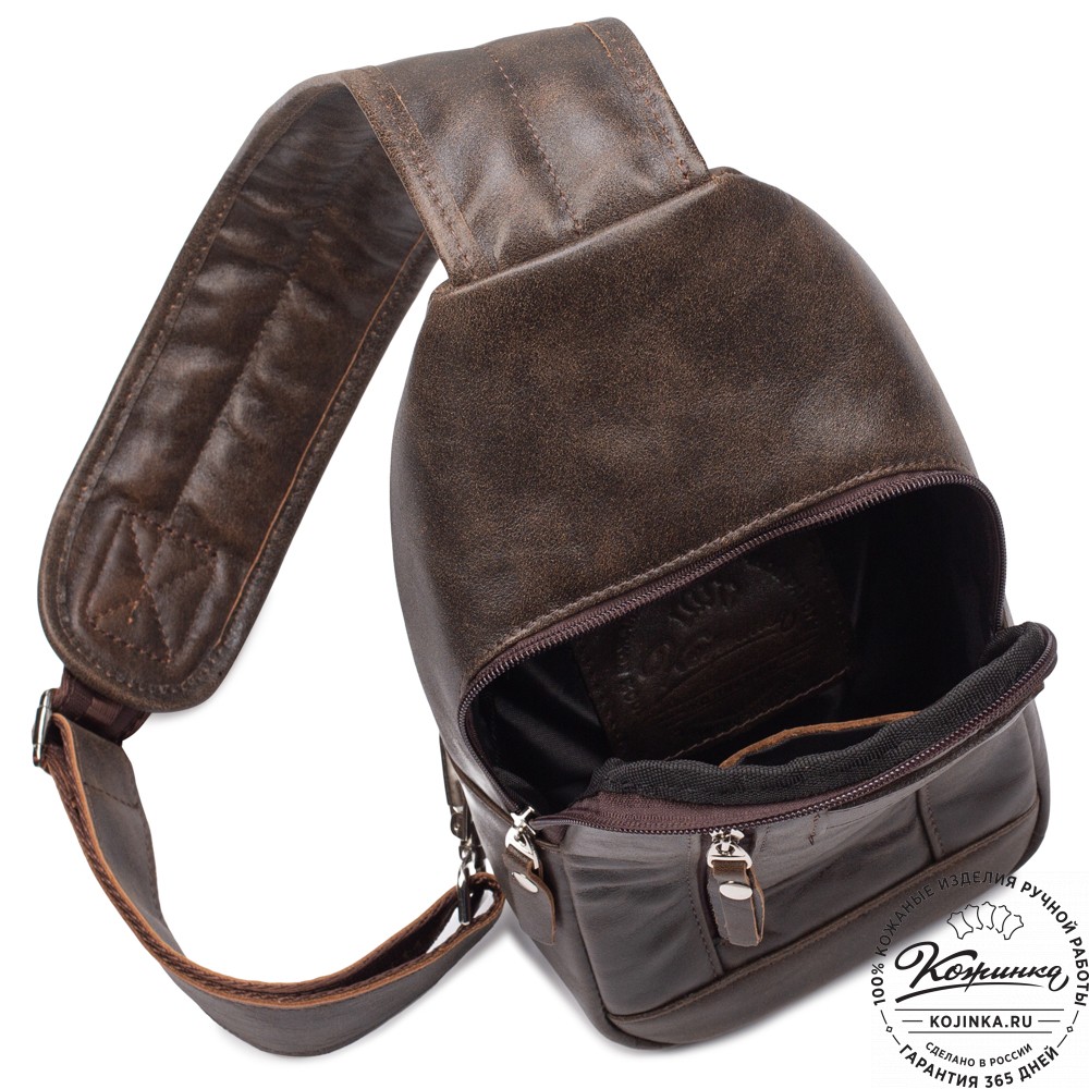 Кожаная нагрудная сумка "Ватикан" (коричневая наппа)