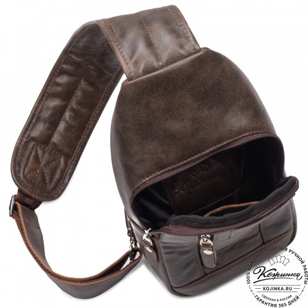 Кожаная нагрудная сумка "Ватикан" (коричневая наппа)