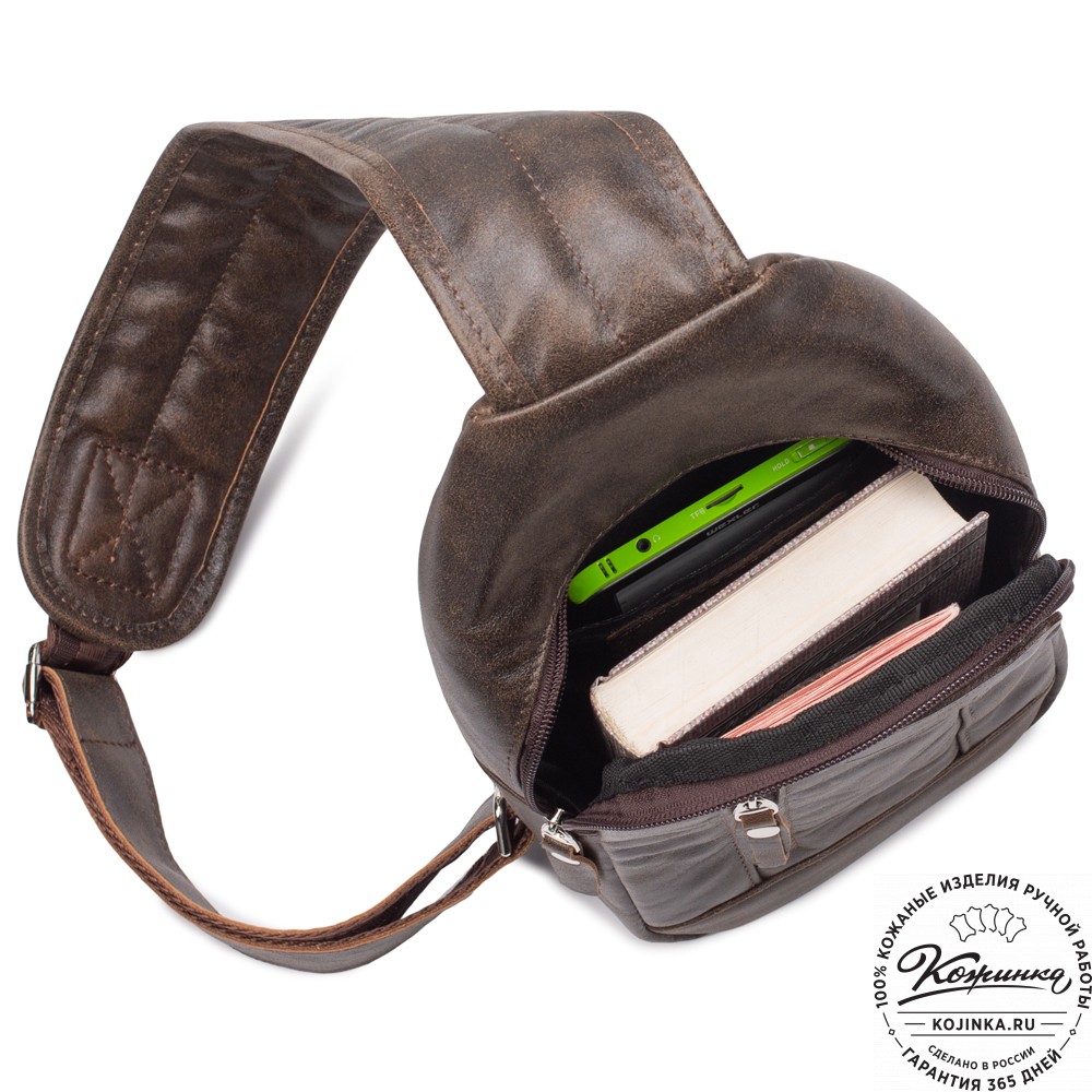 Кожаная нагрудная сумка "Ватикан" (коричневая наппа)