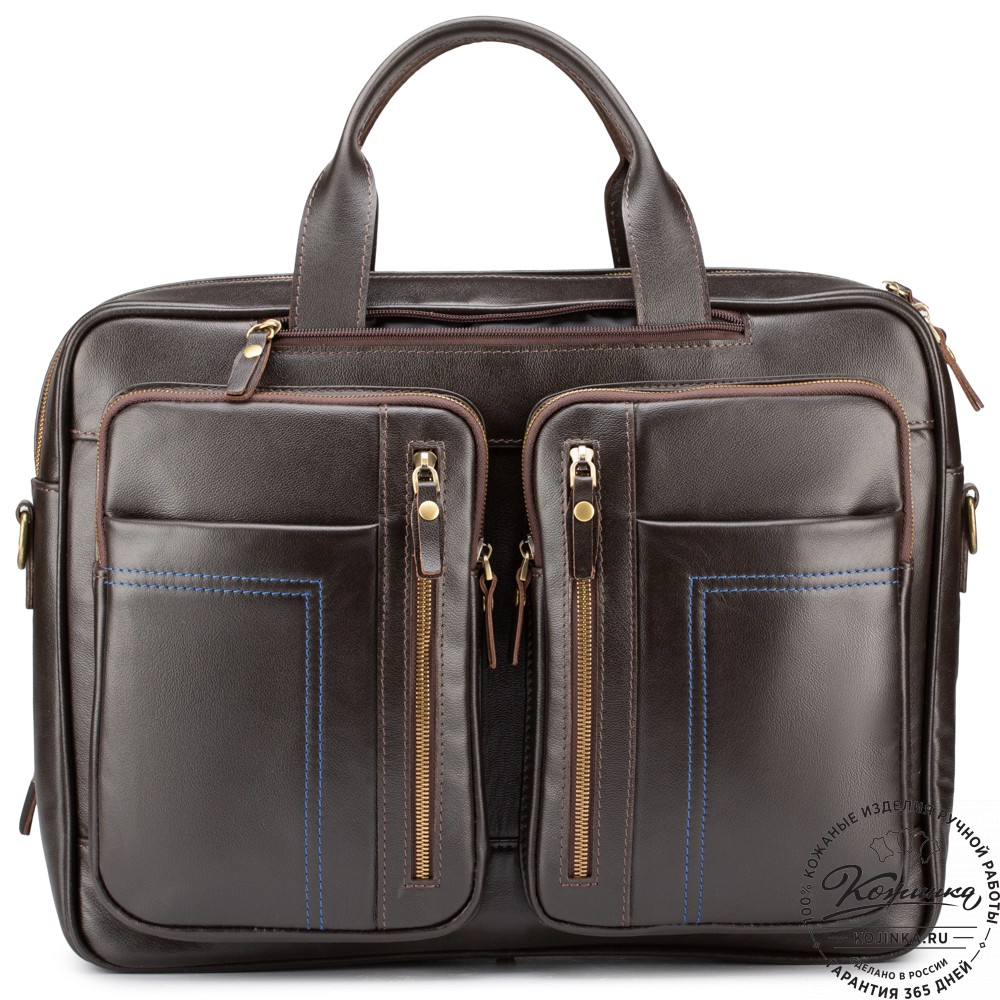 Кожаная деловая сумка "Максимилиан" (темно-коричневая)