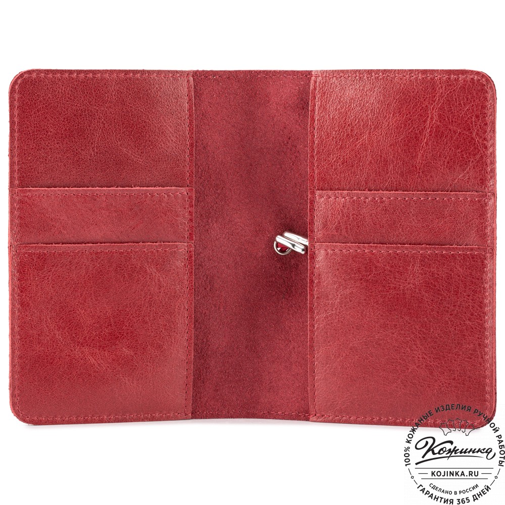 Кожаная обложка на паспорт Прага (малина)
