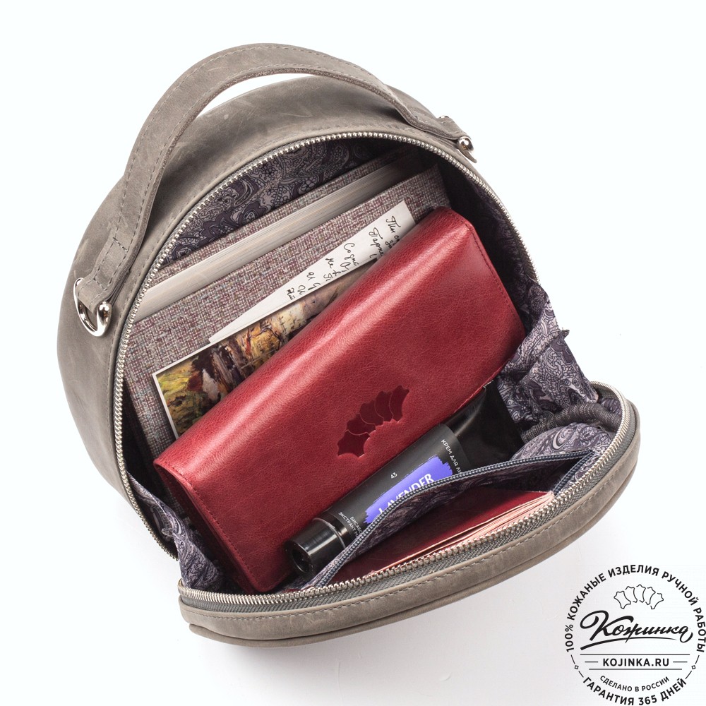 Женская кожаная сумка "Селин" (серая)