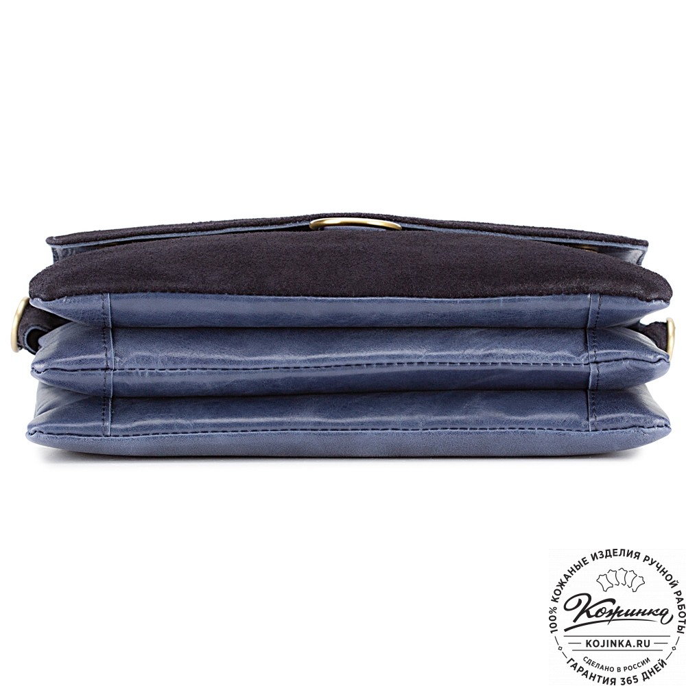 Женская сумка из кожи и замши  "Мишель" (синяя)