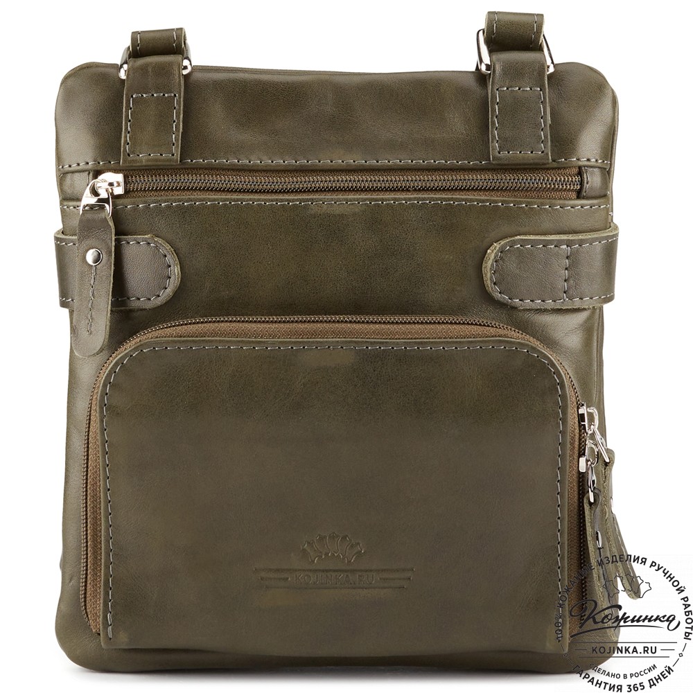 Кожаная сумка "Феликс" (хаки гладкая кожа) 