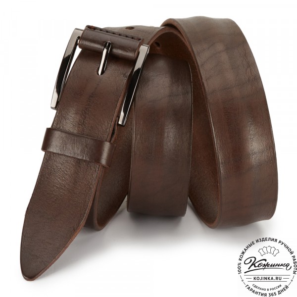 Кожаный ремень "Форсайт" (коричневый). фото 1