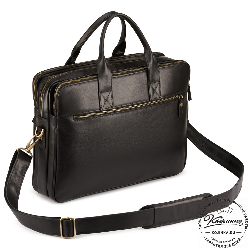 Кожаная деловая сумка "Густав" (чёрная)