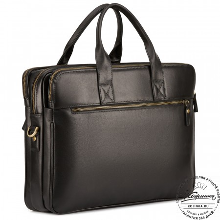 Кожаная деловая сумка "Густав" (чёрная)
