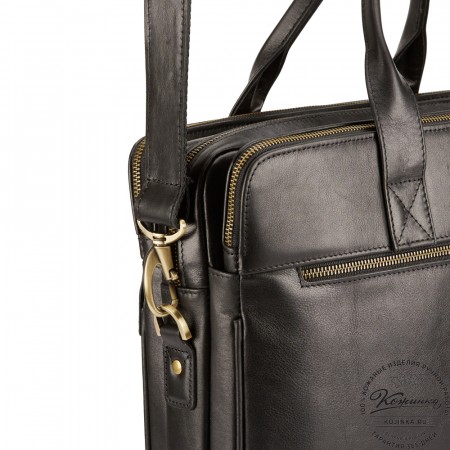 Кожаная деловая сумка "Густав" (чёрная)