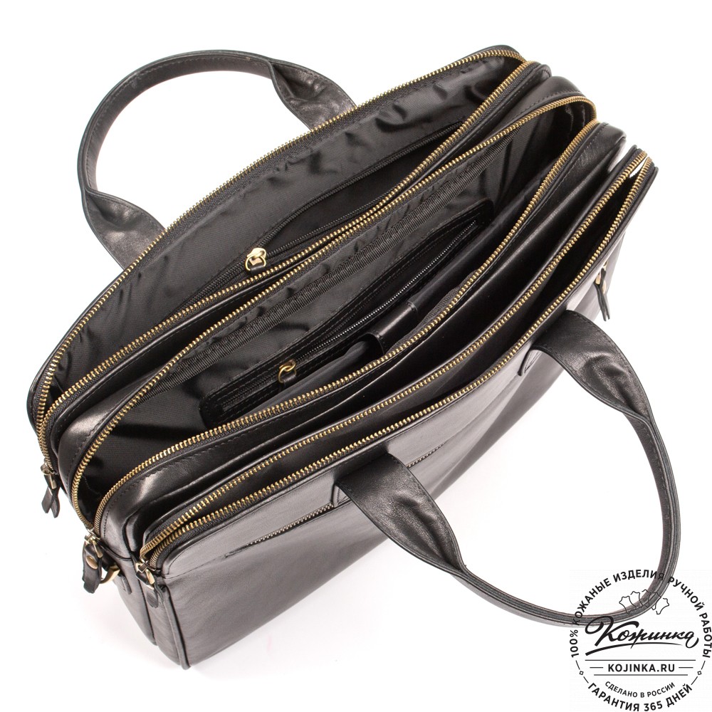 Кожаная деловая сумка "Густав" (чёрная)