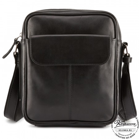 Кожаная сумка "Канада" (чёрная гладкая кожа)
