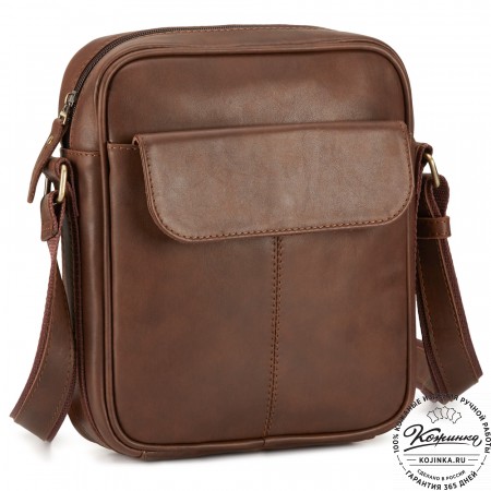 Кожаная сумка "Канада" (коричневая гладкая кожа)
